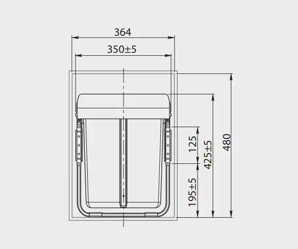 Cos gunoi PRACTI ECO incorporabil, 400 20L + 2X10L, soft-close, extractie totala, gri antracit [3]