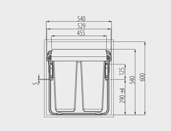 Cos gunoi PRACTI ECO incorporabil, 600 34l + 2X17L, soft-close, extractie totala, gri antracit [2]