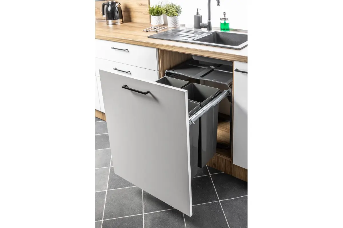 Cos gunoi PRACTI ECO incorporabil, 600 34l + 2X17L, soft-close, extractie totala, gri antracit [2]