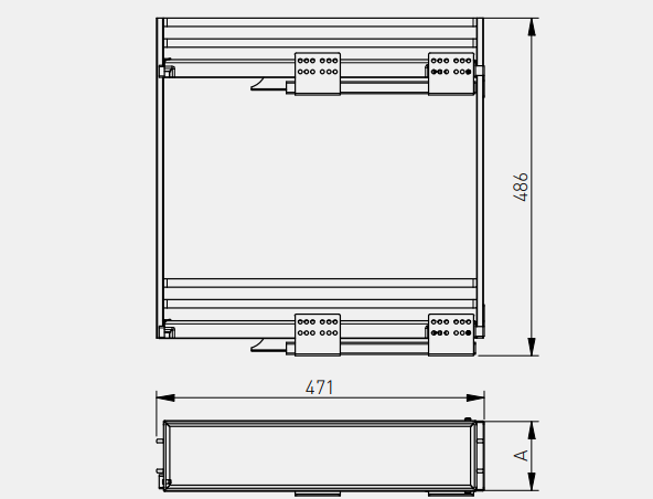 Cos Jolly MOVIXPRO, glisiera cu extractie totala, corp mobila de 150mm, antracit, stanga [4]