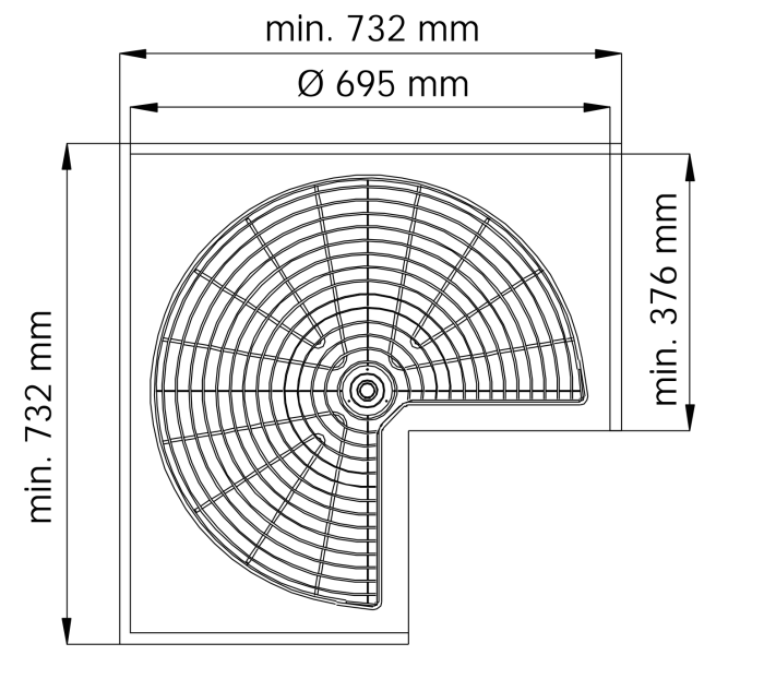 Cos rotativ pentru colt 3/4 Häfele Classic Premium, Ø695mm, crom [3]