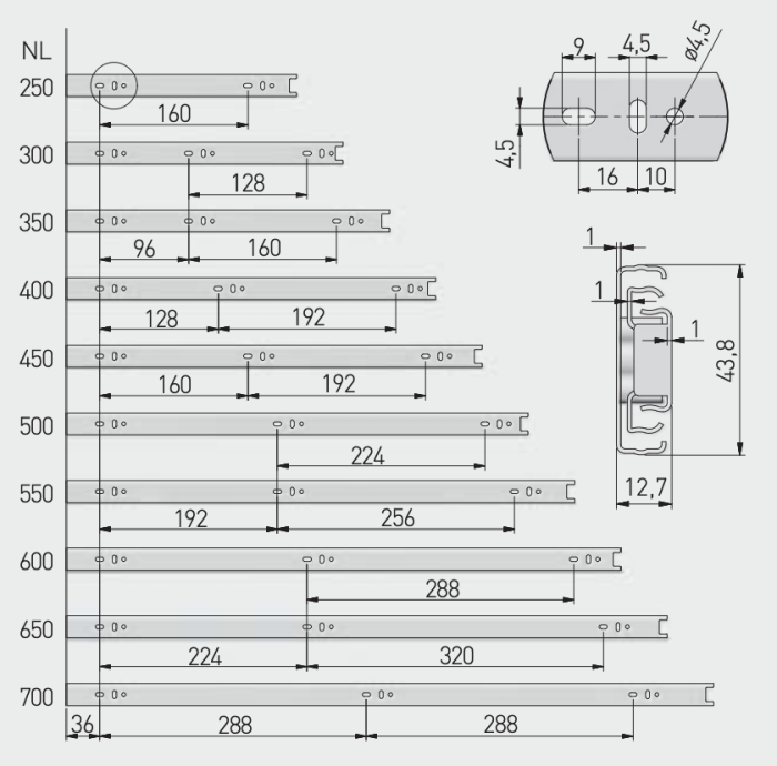 Glisiera cu bile 250mm GX, extractie totala [3]