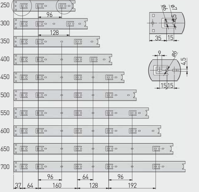 Glisiera cu bile 250mm GX, extractie totala [2]