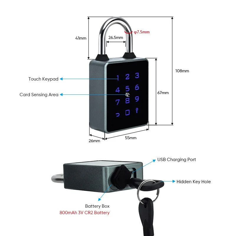 Lacat smart pentru chei cu acces prin cifru, card și aplicație - TitanLock [4]