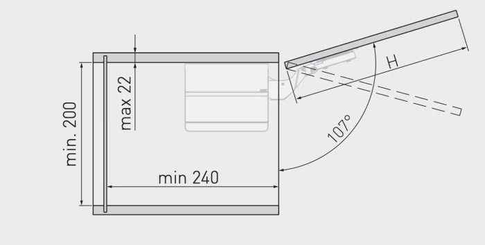 Lift de ridicare uși mobilă MEDIUM 960-2350, alb, soft-close [3]