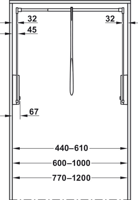Lift haine Häfele Dresscode, 440 - 610,mm, capacitate 10 kg, alb RAL 9016 [3]