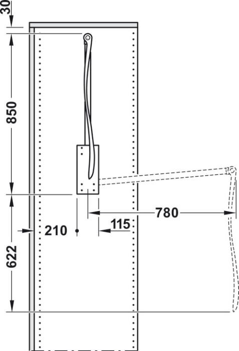 Lift haine Häfele Dresscode, 440 - 610,mm, capacitate 10 kg, alb RAL 9016 [5]