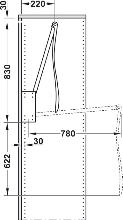 Lift haine Häfele Dresscode, 440 - 610,mm, capacitate 10 kg, gri RAL 7022 [4]