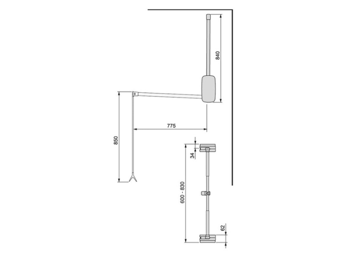 Lift haine reglabil Emuca 600 - 830 mm, crom [4]
