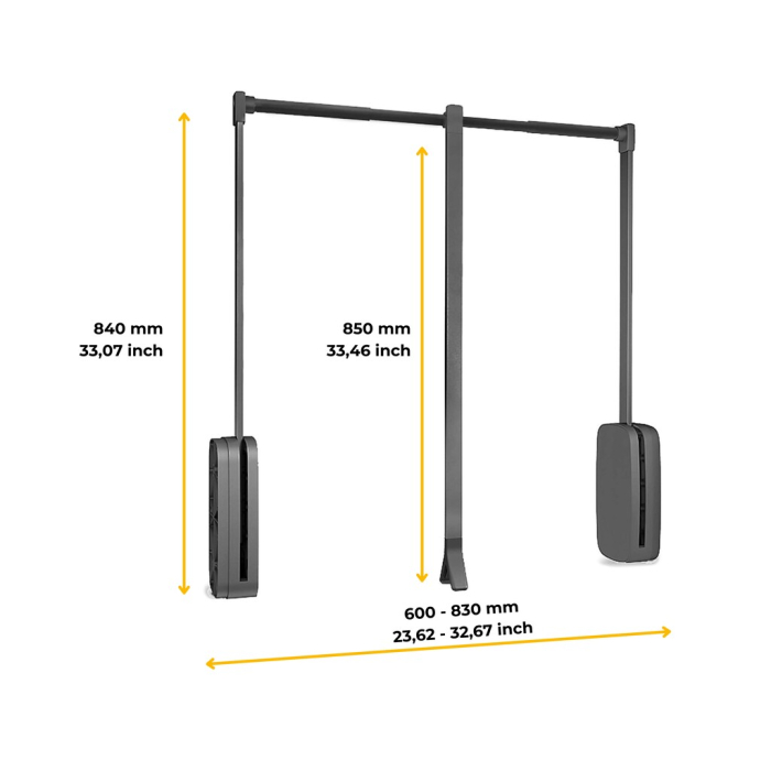 Lift haine reglabil Emuca 600 - 830 mm, titan [3]