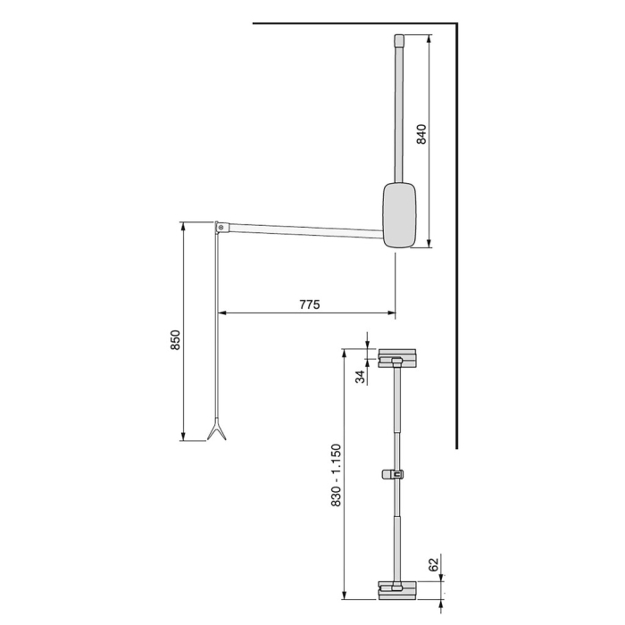 Lift haine reglabil Emuca 830 - 1150 mm, titan [4]