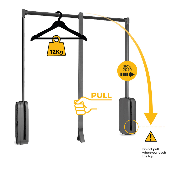 Lift haine reglabil Emuca 830 - 1150 mm, titan [6]