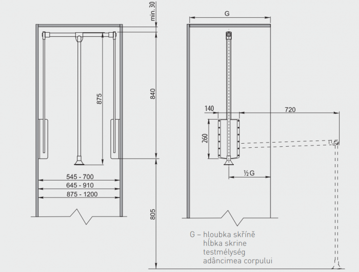 Lift haine cu suport ajustabil 645mm-910mm alb [4]