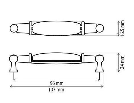 Maner mobila argintiu antichizat 96mm DP21 spic [2]