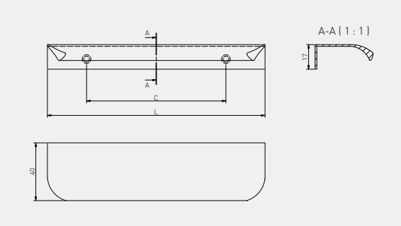 Maner mobila HEXA, finisaj aluminiu, 50mm [2]
