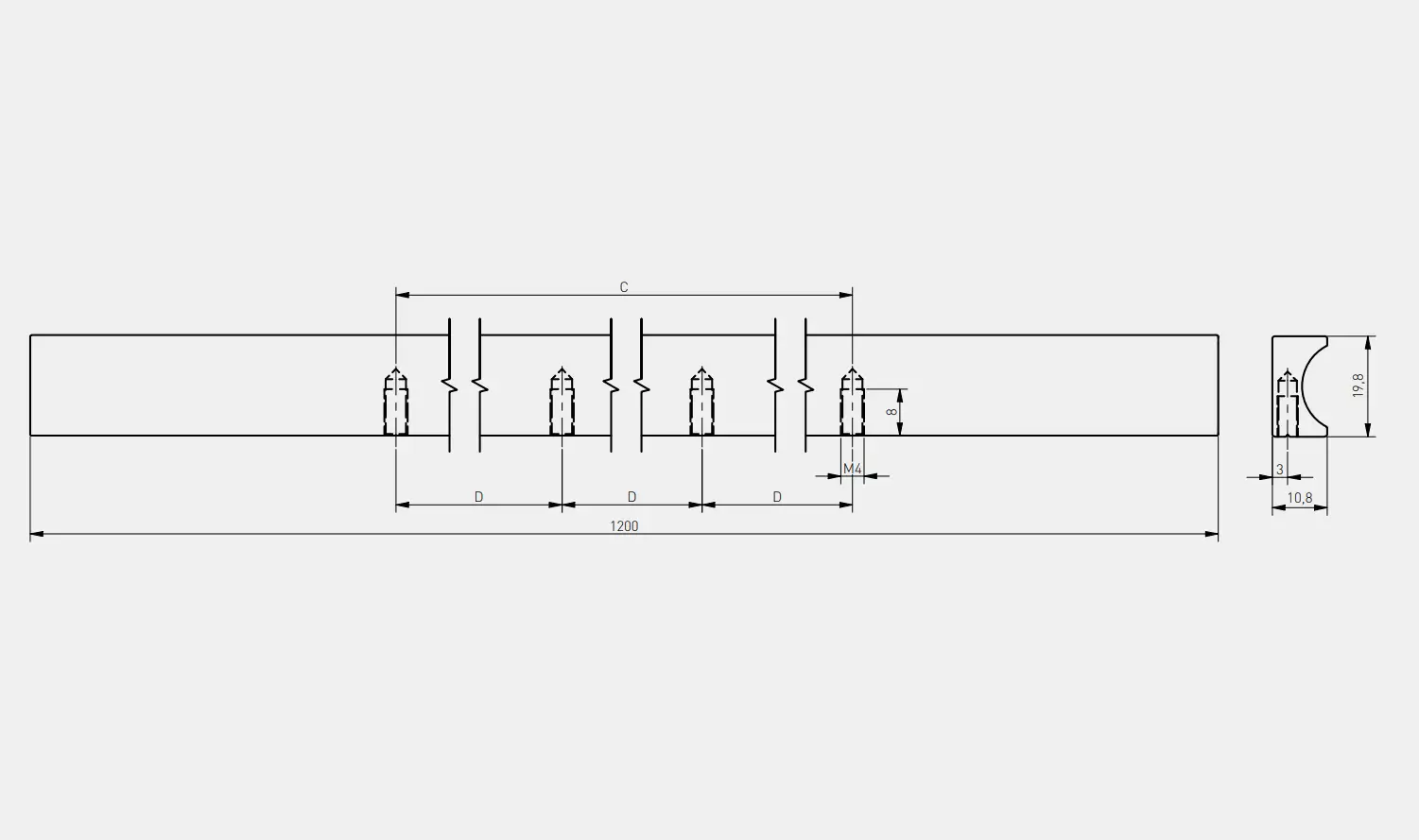 Maner mobila lung GROOVE 1200mm auriu periat [5]