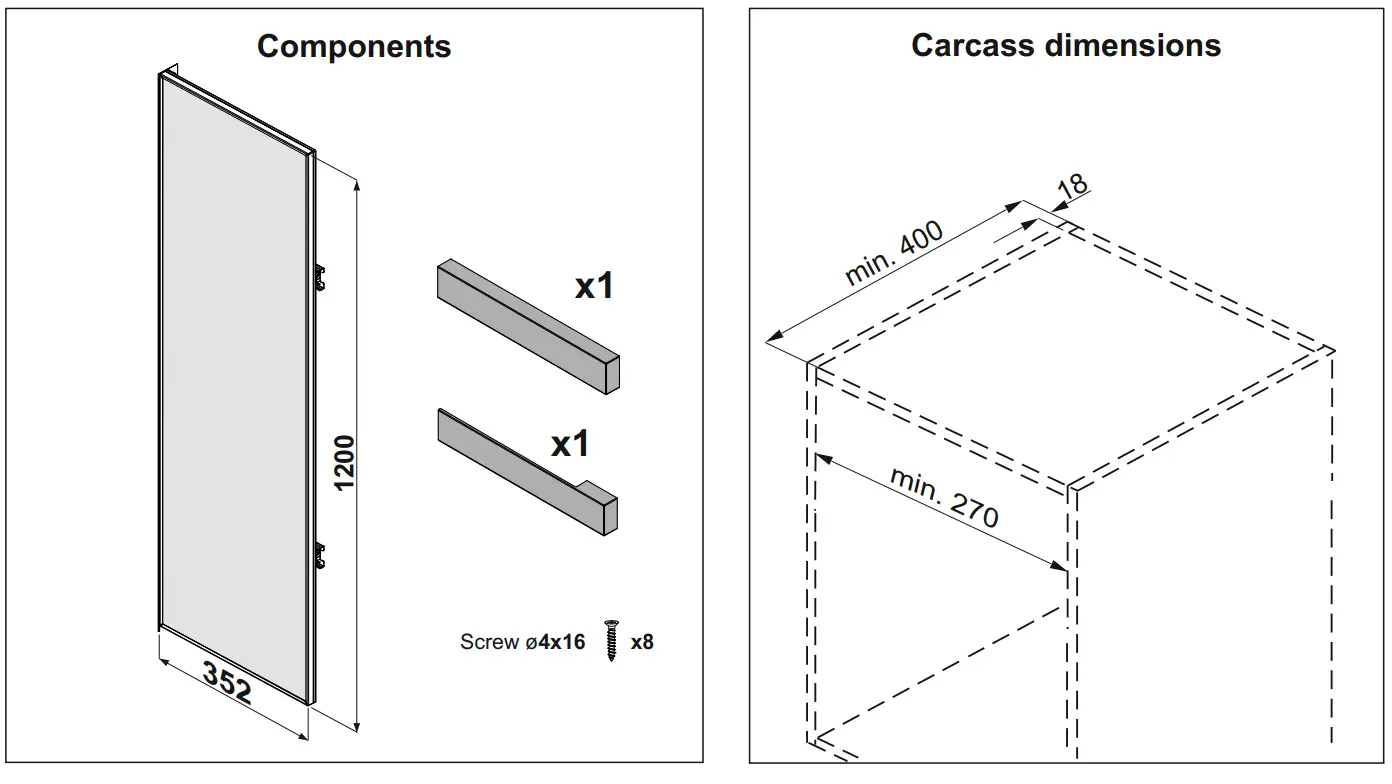 Oglinda incorporabila in dulap ROYAL 1200x352x61mm [2]