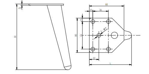 Picior negru mat pentru mobila ANCHOR H:130mm [4]