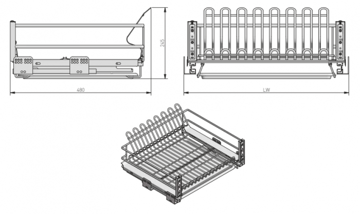 Picurator Vase Inox Incorporabil MovixPro 800mm, Soft-close, Crom [3]