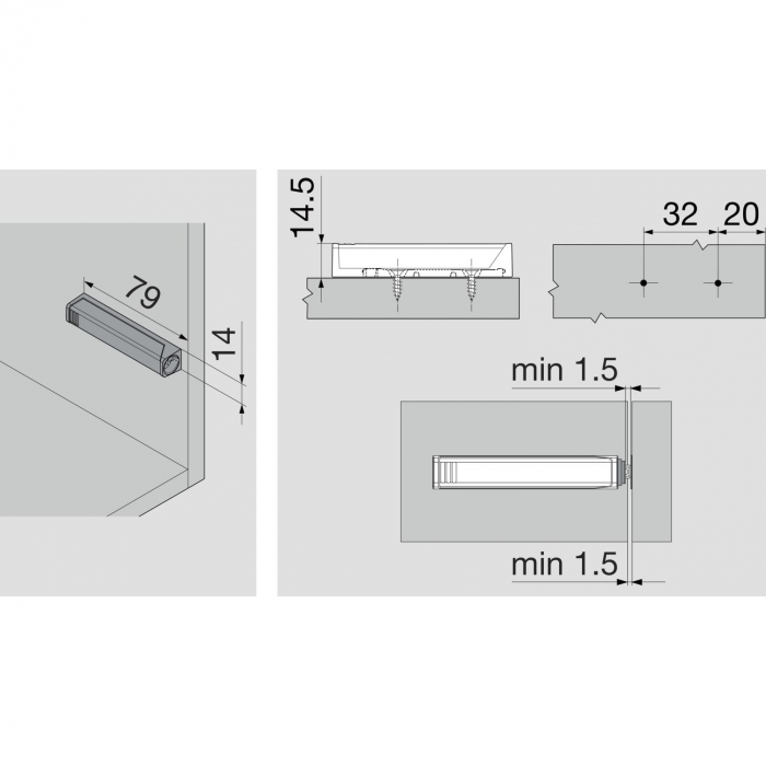 Placuta adaptare dreapta TIP-ON BLUM varianta lunga, gri [4]