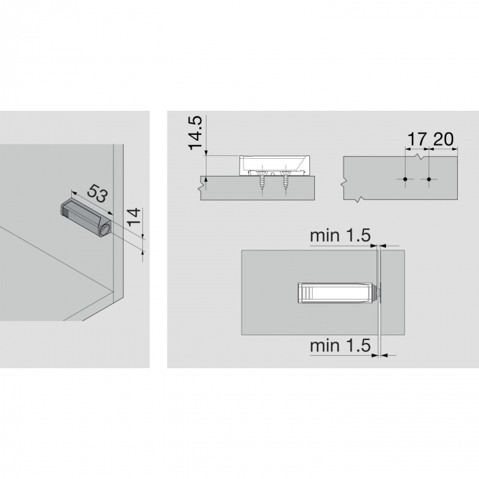Placuta adaptare dreapta TIP-ON BLUM varianta scurta, alb [3]