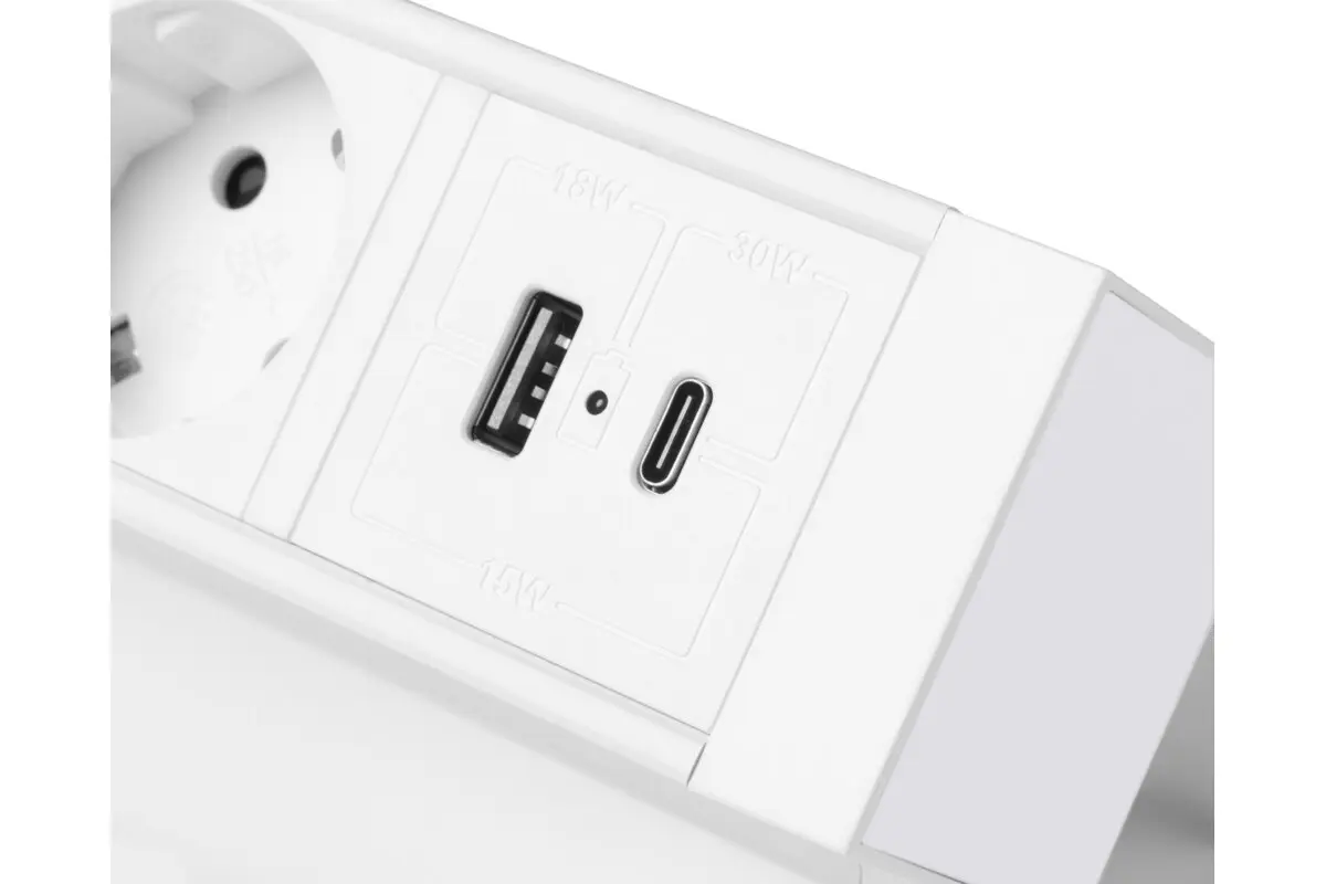 Priza birou BASCO, 3xSHUKO, USB A+C, alb [5]