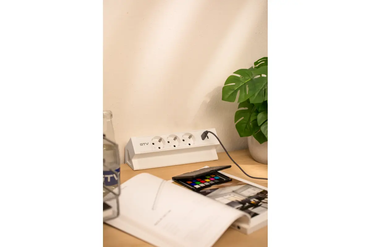 Priza birou BASCO, 3xSHUKO, USB A+C, alb [8]