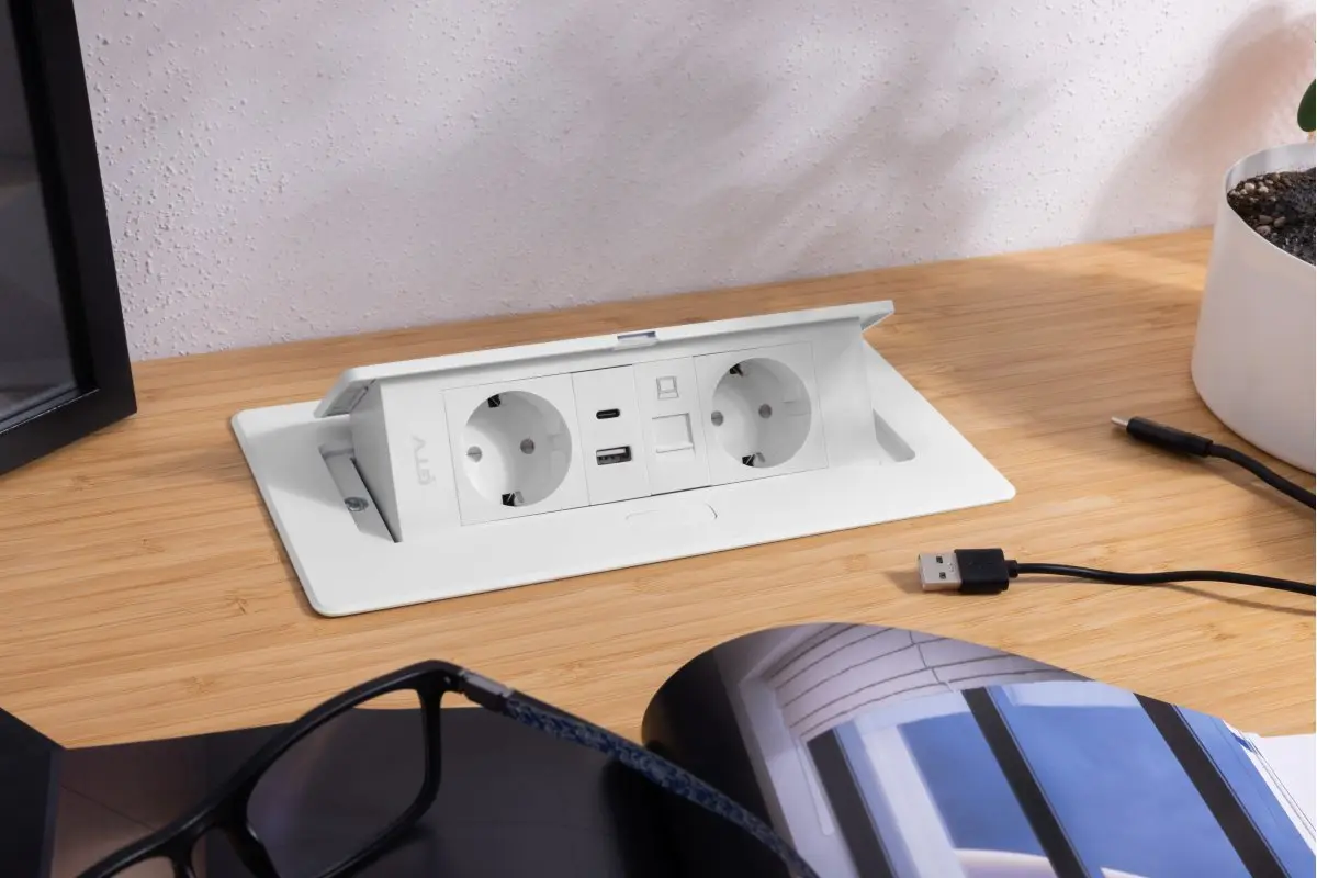 Priza incastrabila dreptunghiulara 2xSCHUKO, 2xUSB, 1xRJ45, negru mat [3]