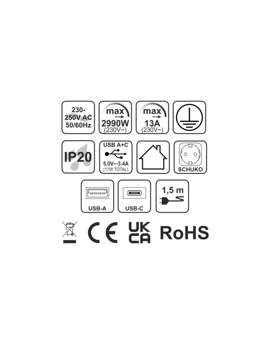 Priza incastrabila dreptunghiulara TAOBOX 2xSCHUKO, USB A+C [9]