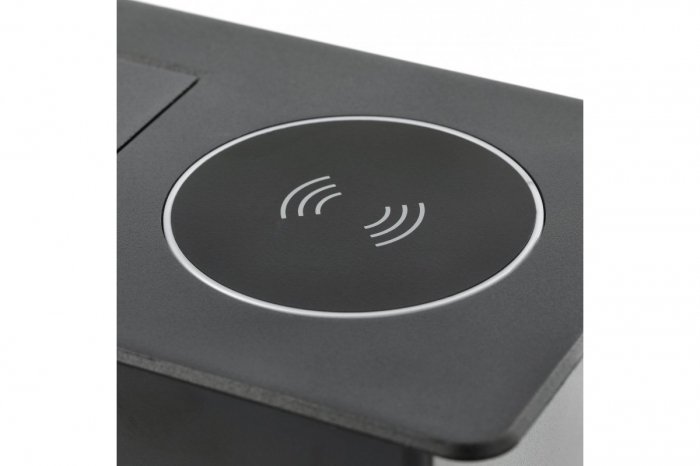Priza incorporabila in blat AVARO PLUS 1xSCHUKO, USB A+C, incarcare WIRELESS, negru mat [4]