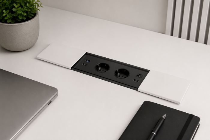Priza incastrata in blat gri PRESTINO 2xSchuko, USB A+C, HDMI [4]