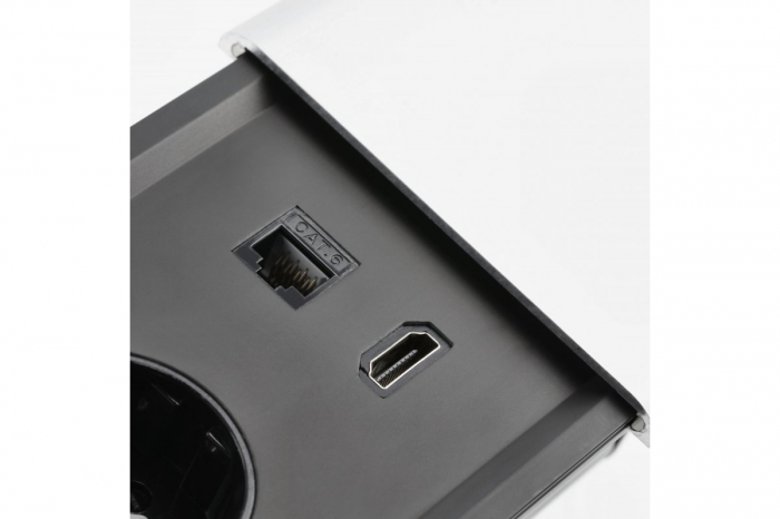 Priza incastrata in blat gri PRESTINO 2xSchuko, USB A+C, HDMI [3]