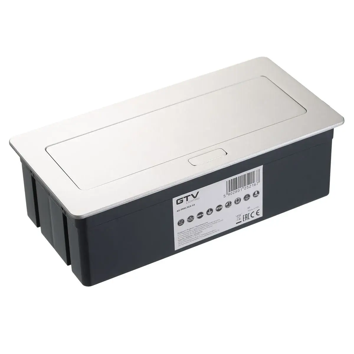 Priza Incorporabilă GTV 3xSCHUKO, Cablul 1.5m, IP20, Aluminiu - amoshop.ro [2]