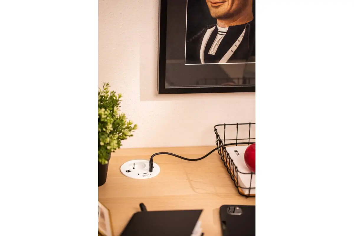 Priza incorporabila in blat RONDO, 1xSHUKO, 1xUSB-A, 2xUSB-C, HDMI, RJ45, alb [6]
