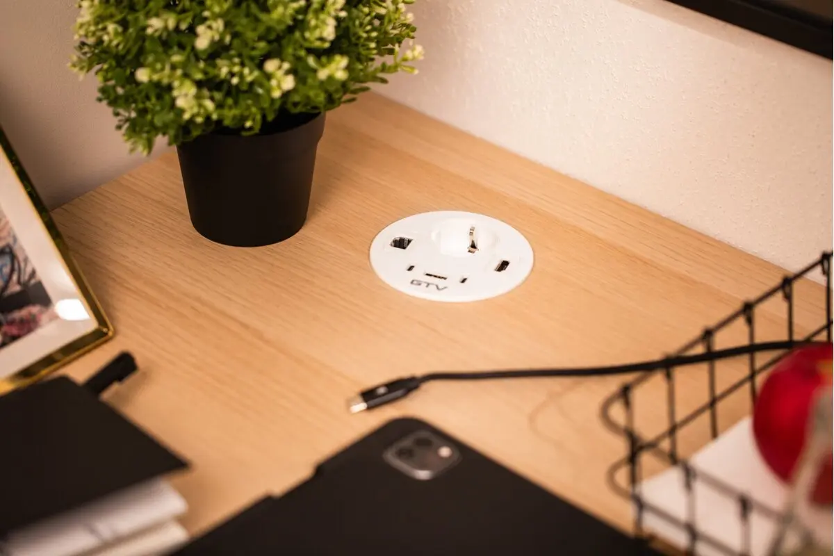 Priza incorporabila in blat RONDO, 1xSHUKO, 1xUSB-A, 2xUSB-C, HDMI, RJ45, alb [4]