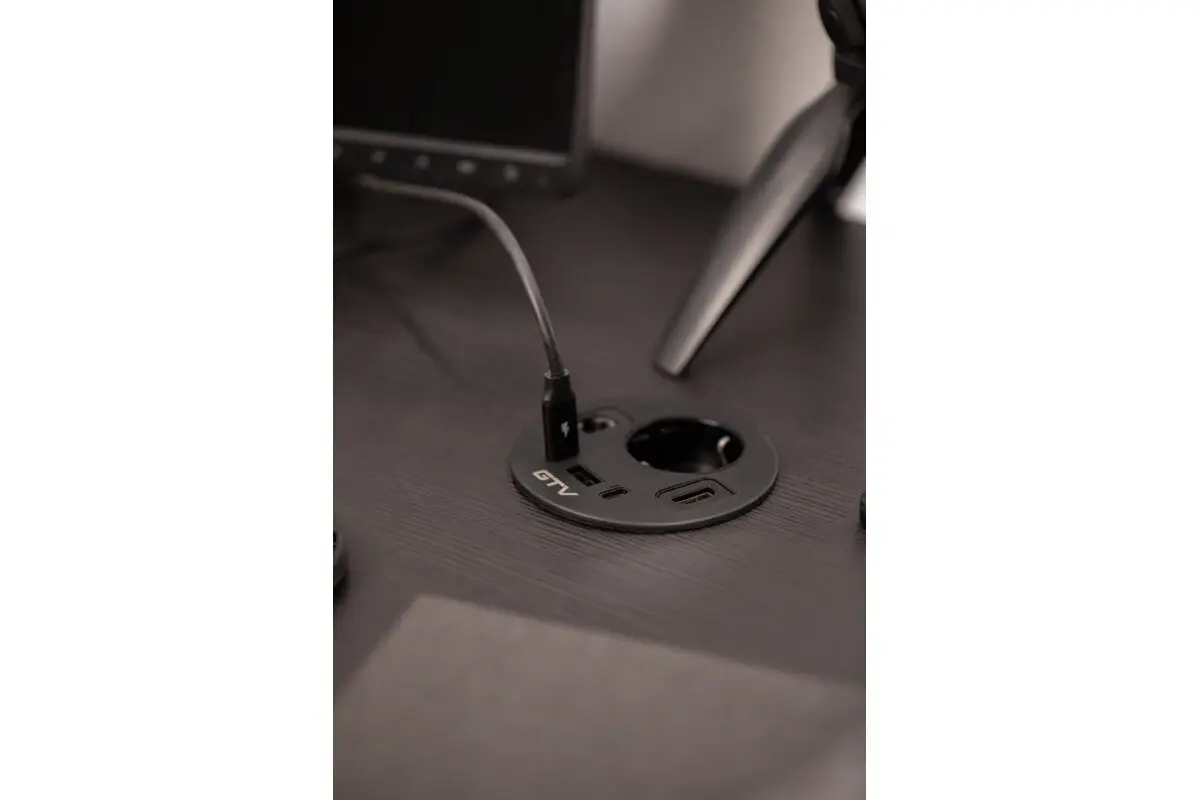 Priza incorporabila in blat RONDO, 1xSHUKO, 1xUSB-A, 2xUSB-C, HDMI, RJ45, negru [8]