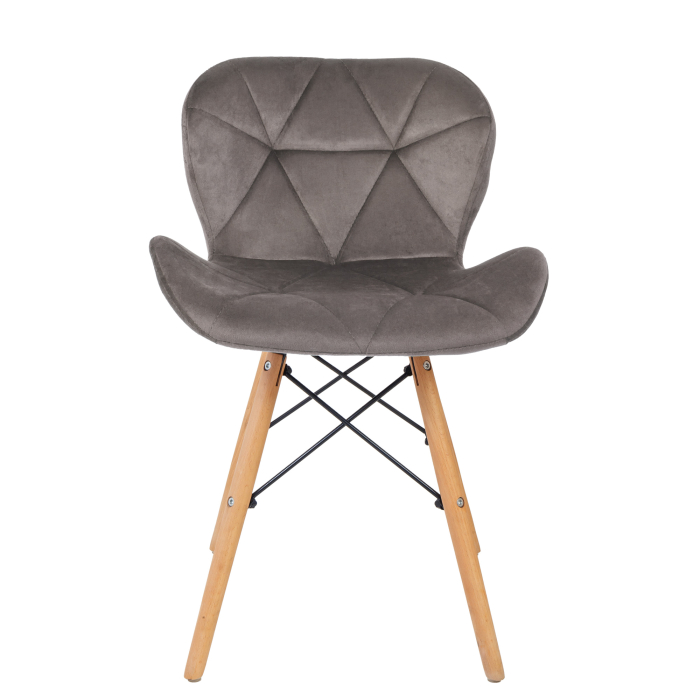Scaun bucatarie catifea, cadru de lemn, gri, 73 x 47 cm [2]