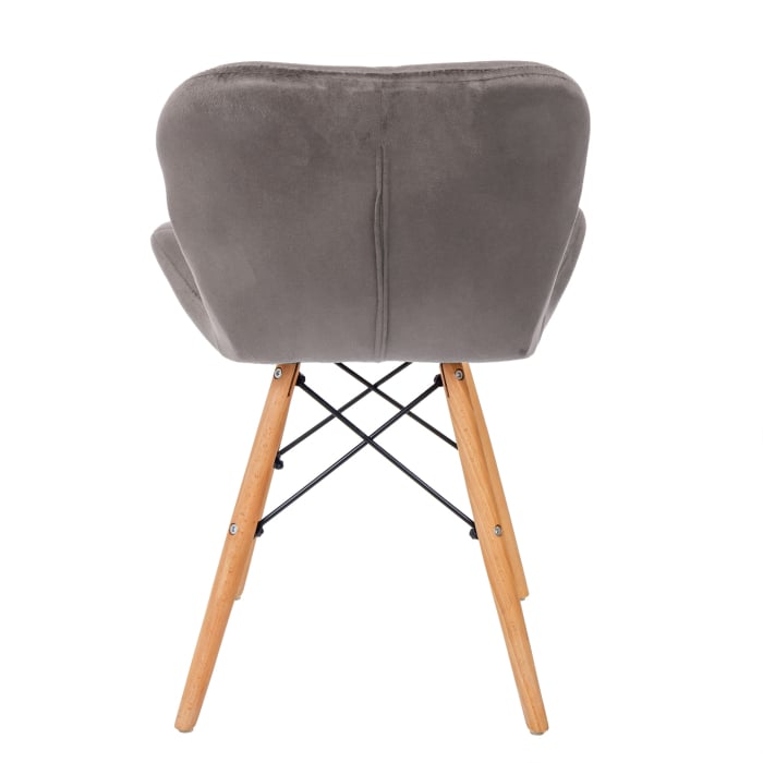Scaun bucatarie catifea, cadru de lemn, gri, 73 x 47 cm [4]
