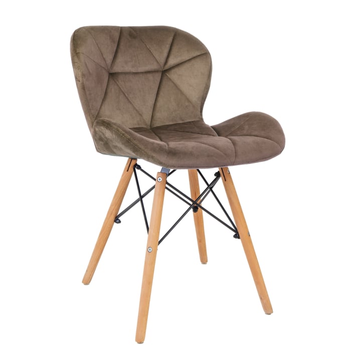 Scaun bucatarie catifea, cadru de lemn, maro, 73 x 47 cm [1]