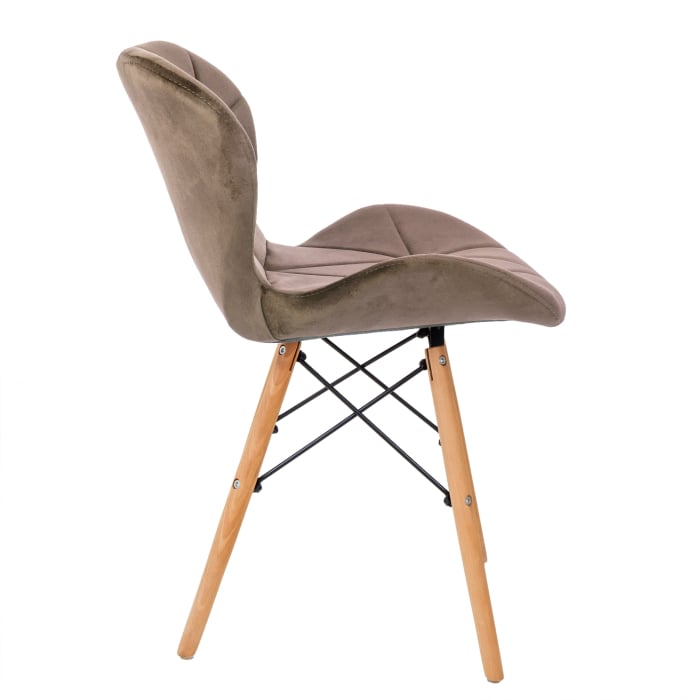 Scaun bucatarie catifea, cadru de lemn, maro, 73 x 47 cm [3]