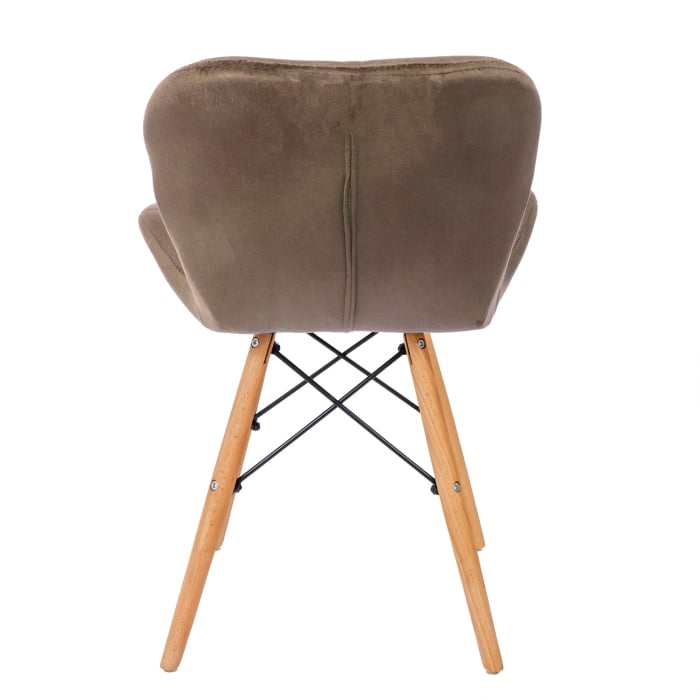Scaun bucatarie catifea, cadru de lemn, maro, 73 x 47 cm [4]