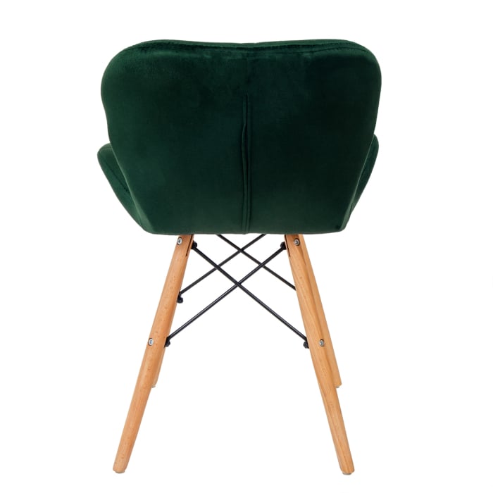 Scaun bucatarie catifea, cadru de lemn, verde, 73 x 47 cm [4]