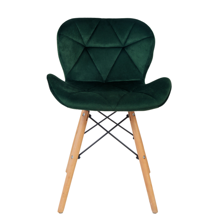 Scaun bucatarie catifea, cadru de lemn, verde, 73 x 47 cm [2]