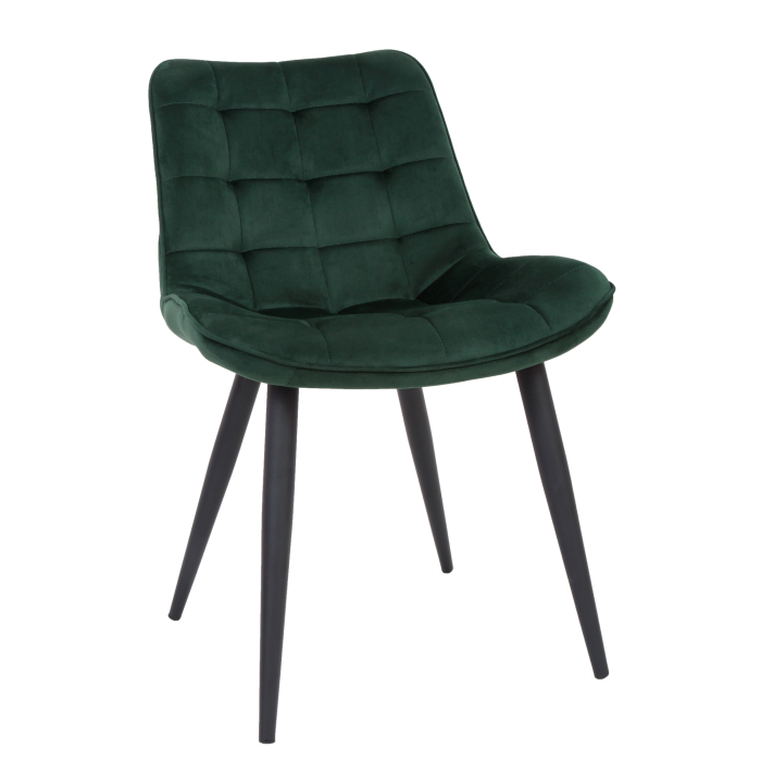 Scaun bucatarie catifea verde, cadru negru, 82 x 49 cm [1]