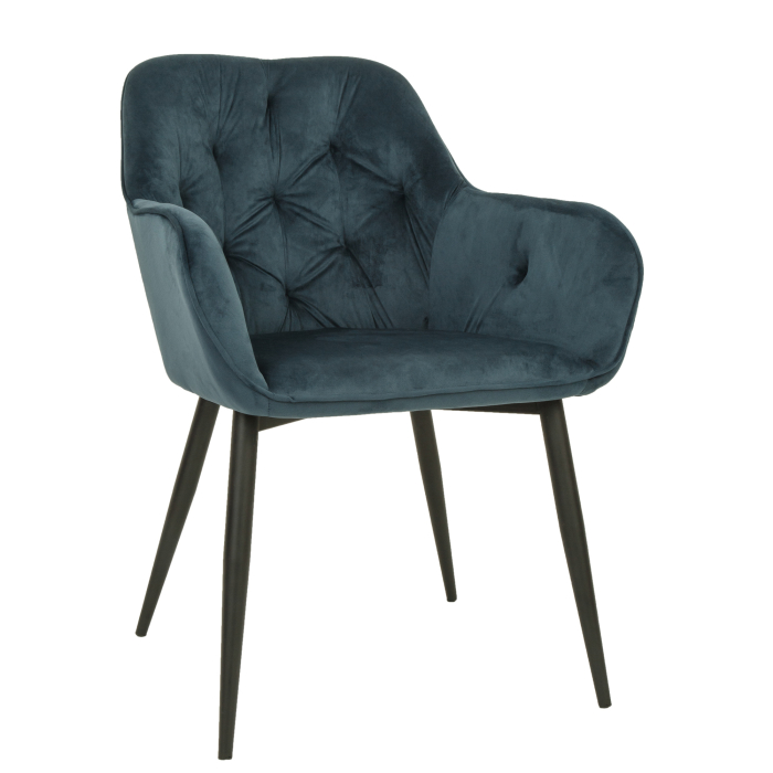 Scaun bucatarie/living catifea albastru, cadru negru, 81 x 61 cm [1]