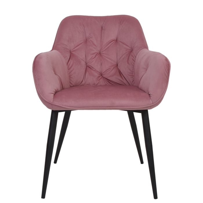 Scaun bucatarie/living catifea roz, cadru negru, 81 x 61 cm [2]