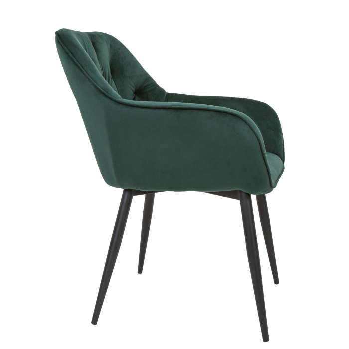 Scaun bucatarie/living catifea verde, cadru negru, 81 x 61 cm [3]