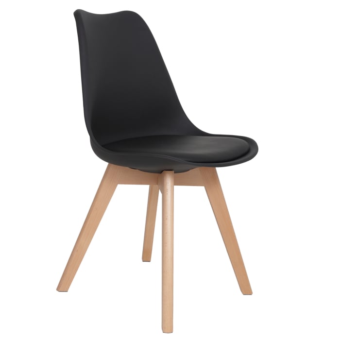 Scaun bucatarie piele ecologica - cadru lemn, negru [1]