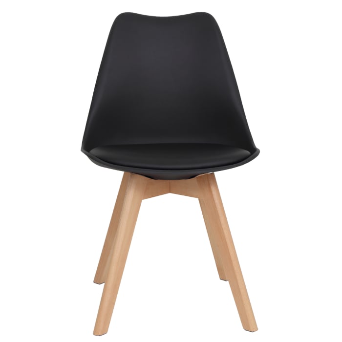 Scaun bucatarie piele ecologica - cadru lemn, negru [2]