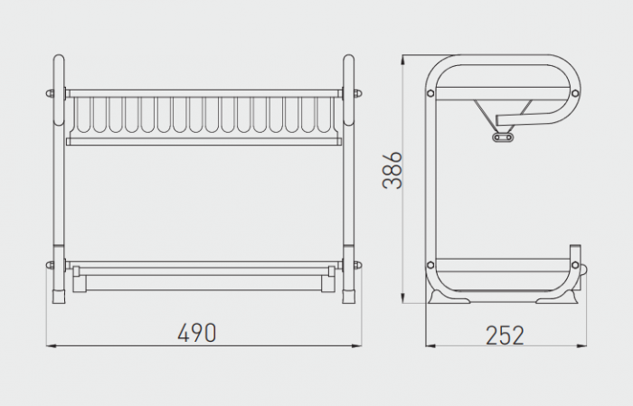 Scurgător de vase din inox pe două nivele pentru blat, 490x252x386 mm [2]